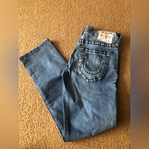 True Religion Ricky Jeans Mens 33 Relaxed Straight Leg Thick Stitch 32” Inseam